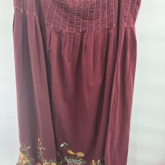 Vintage Y2K Fashion Terminal Burgundy Embroidery Beads 100% Cotton Maxi Skirt XL - Picture 8 of 11